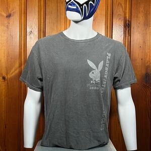Playboy L Y2K Graphic Tee Gray Faded